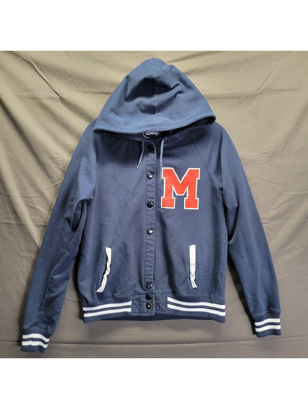 Disney Mickey Mouse Varsity Hoodie Missing Button (Lg 11-13)